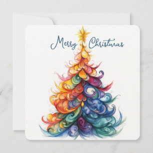 Customizable Card Rainbow Christmas Tree
