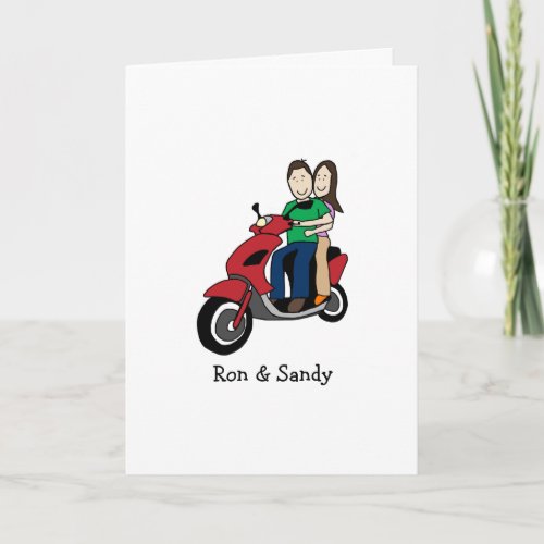 Customizable card_ scooter couple card