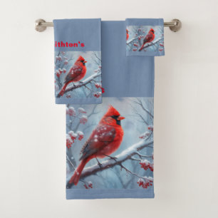 Customizable Cardinal Bathroom Towel Set,