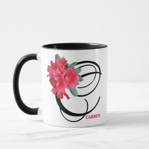 Customizable Carmen name red floral trendy boho  Mug