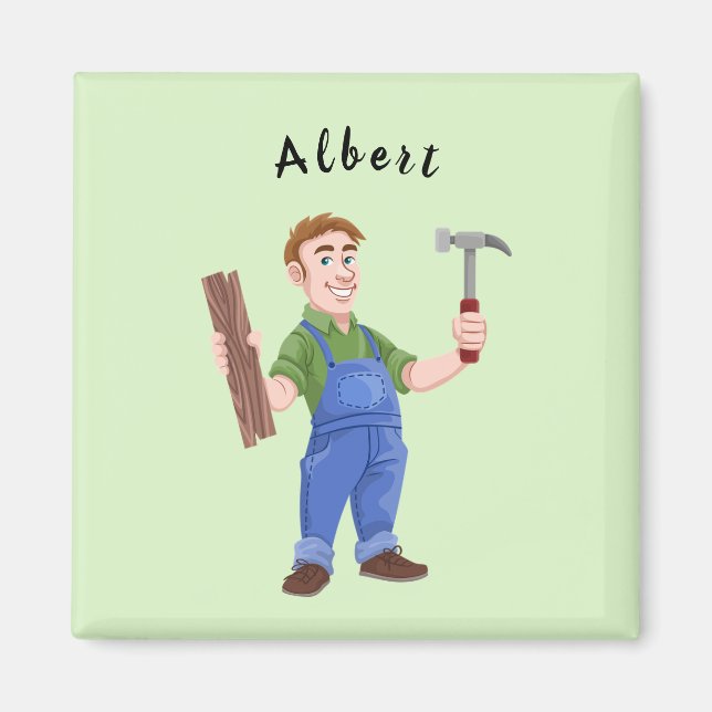 Customizable Carpenter With Tools Magnet (Front)