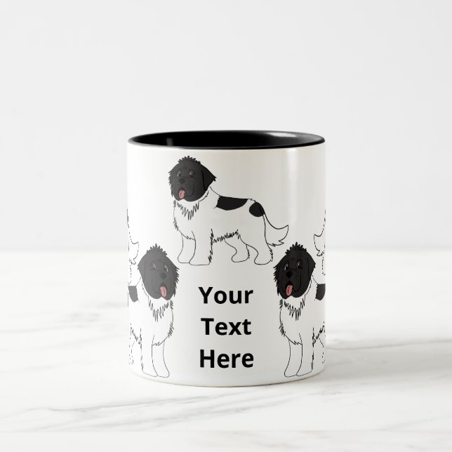 Customizable cartoon landseer newfoundland Two-Tone coffee mug (Center)
