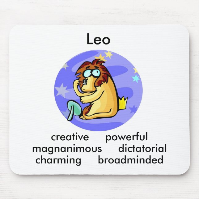 Customizable Cartoon Leo Lion traits Zodiac Mouse Pad (Front)