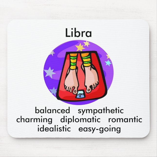 Customizable Cartoon Libra Scales traits Zodiac Mouse Pad (Front)