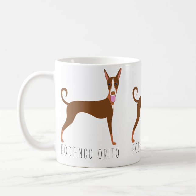Customizable Cartoon Podenco Orito Dog Coffee Mug (Left)