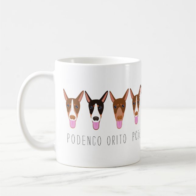 Customizable Cartoon Podenco Orito Dog Coffee Mug (Left)