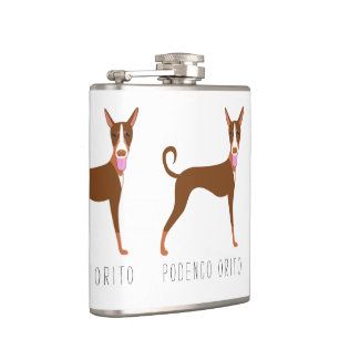 Customizable Cartoon Podenco Orito Dog Flask