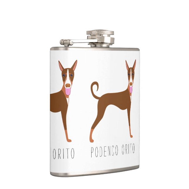 Customizable Cartoon Podenco Orito Dog Flask (Right)