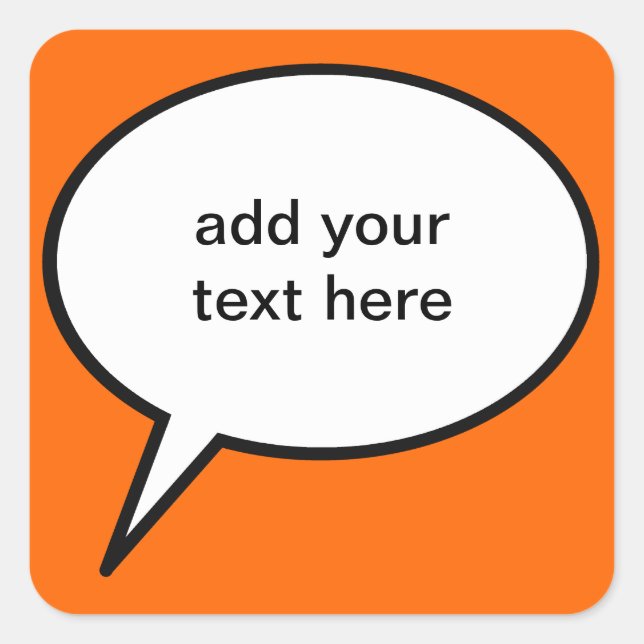 customizable cartoon speech balloon square sticker (Front)