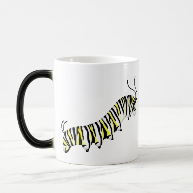 Customizable Cartoon Yellow Caterpillar Drinkware Color Morph Mug (Left)