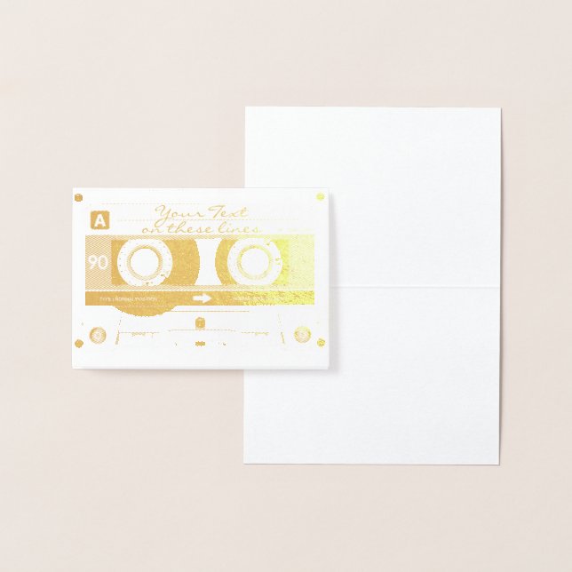 Customizable Cassette Tape Card, Gold Foil Printed Card (Display)