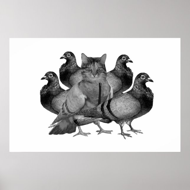 Customizable Cat amongst the Pigeons Poster (Front)
