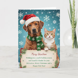 Customizable Cat & Dog Christmas Greeting & Thanks Card