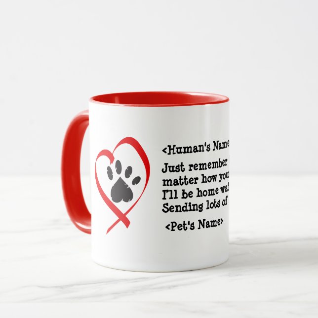 Customizable cat dog pet cheerful message mug (Front Left)