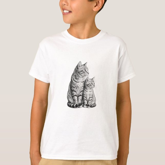 Customizable Cat Kitten Sketch Boys T-Shirt (Front)
