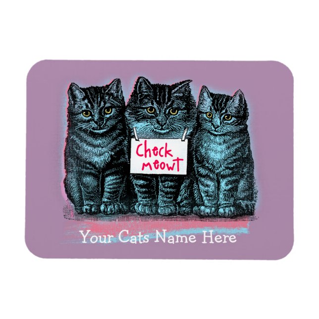 Customizable Cat Meme Magnet 'Check Meowt' (Horizontal)