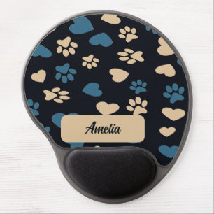 Customizable Cat Paw Prints and Hearts Mousepad