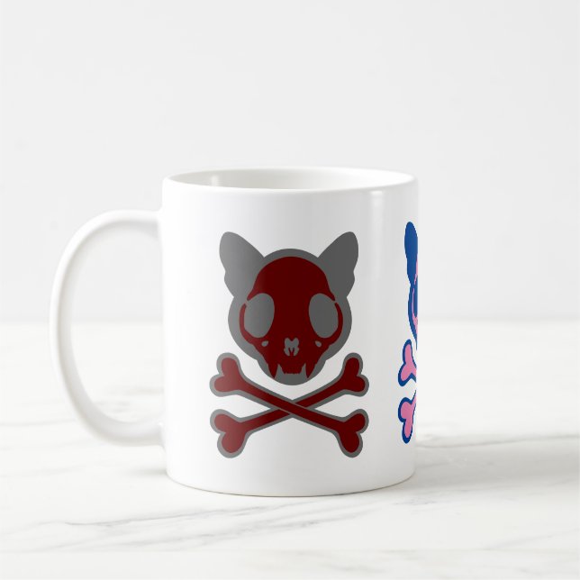 Customizable Cat Skull and Crossbones Coffee Mug (Left)