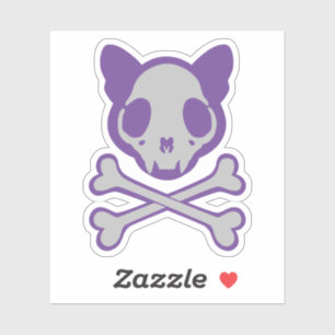 Customizable Cat Skull and Crossbones Sticker