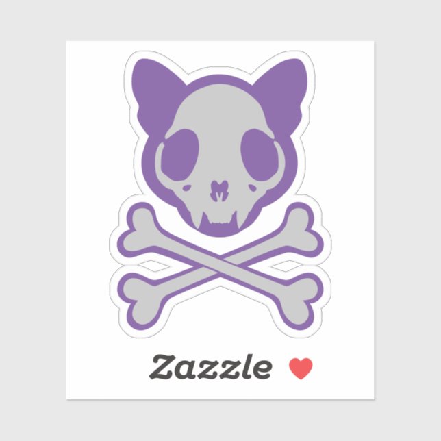 Customizable Cat Skull and Crossbones Sticker (Sheet)