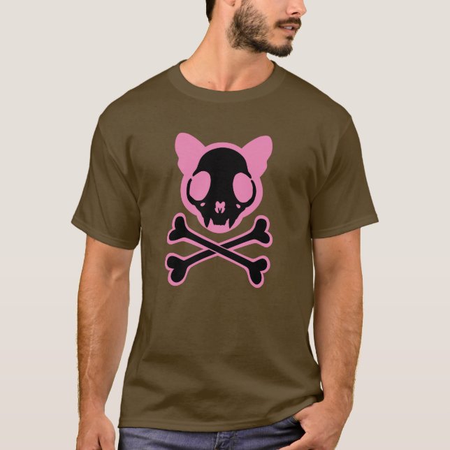 Customizable Cat Skull and Crossbones T-Shirt (Front)
