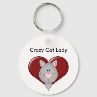 Customizable Cat Valentine - Gray - Add you text Keychain