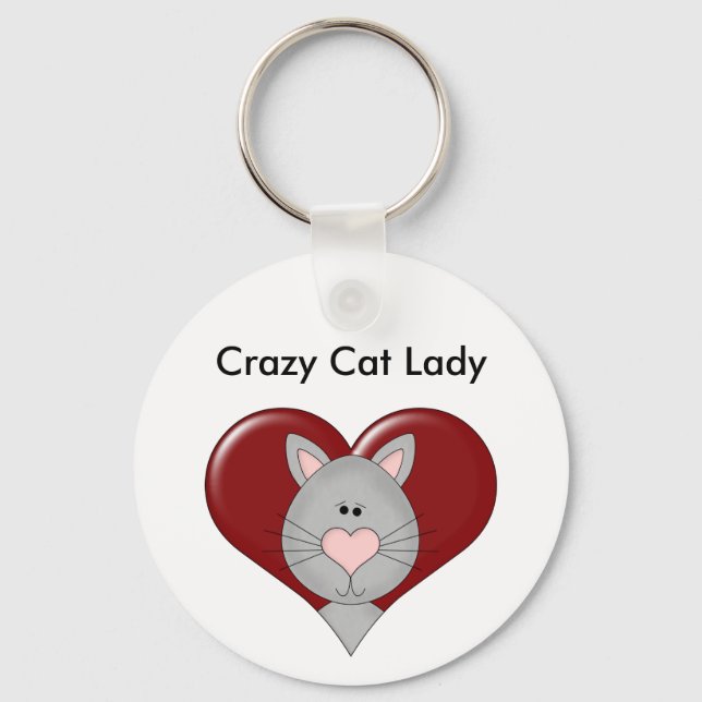 Customizable Cat Valentine - Gray - Add you text Keychain (Front)