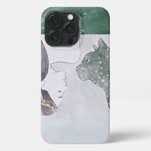 Customizable Cat Woman glitter Art iPhone 13 Pro Case