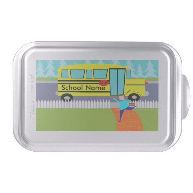 Customizable Catching School Bus Cake Pan (Front)