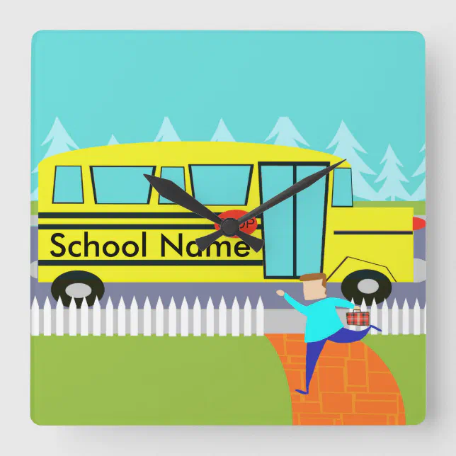 Customizable Catching the School Bus Clock Zazzle