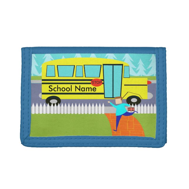 Customizable Catching the School Bus Nylon Wallet (Front)