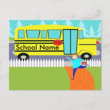 Customizable Catching The School Bus Postcard by StrangeLittleOnion at Zazzle