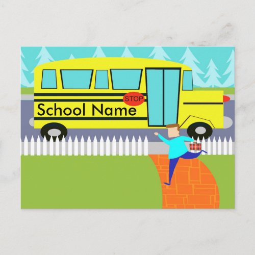 Customizable Catching the School Bus Postcard