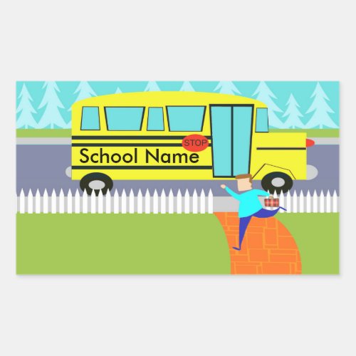 Customizable Catching the School Bus Stickers