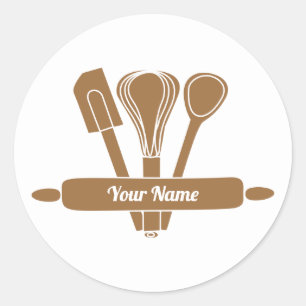 Customizable caterer cook baker classic round sticker