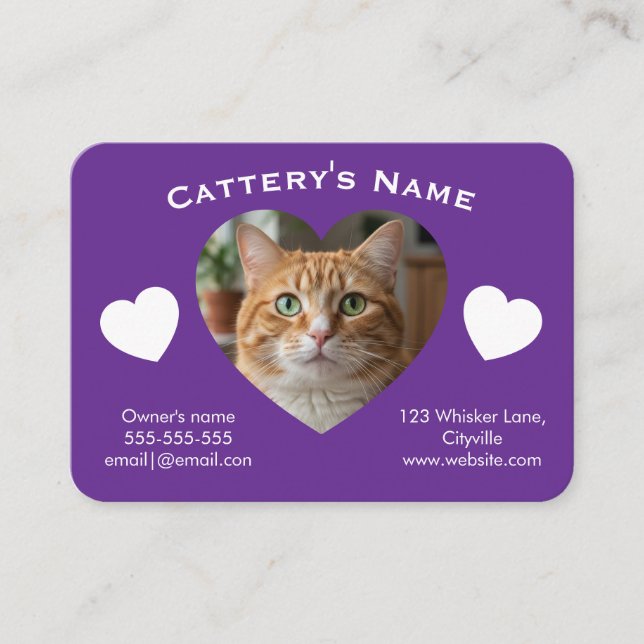 Customizable Cattery Business Card  (Front)