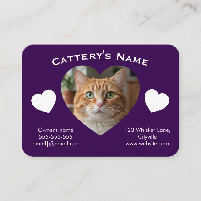 Customizable Cattery Business Card  (Front)