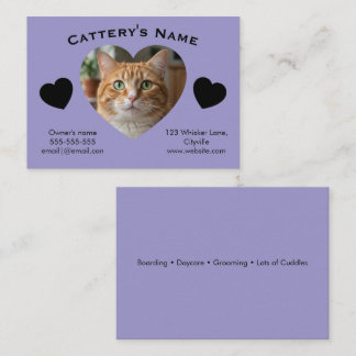 Customizable Cattery Business Card - Heart Photo
