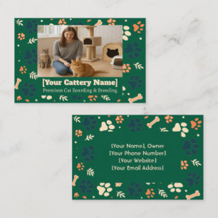 Customizable Cattery Business Card with Photo