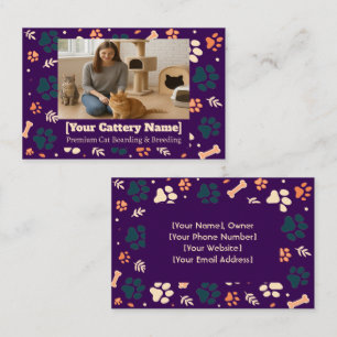 Customizable Cattery Business Card with Photo