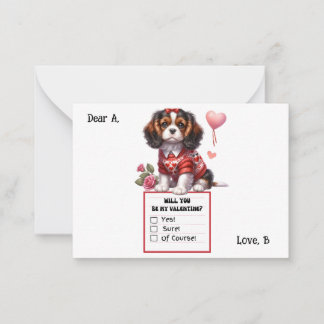 Customizable Cavalier King Charles Valentine Note