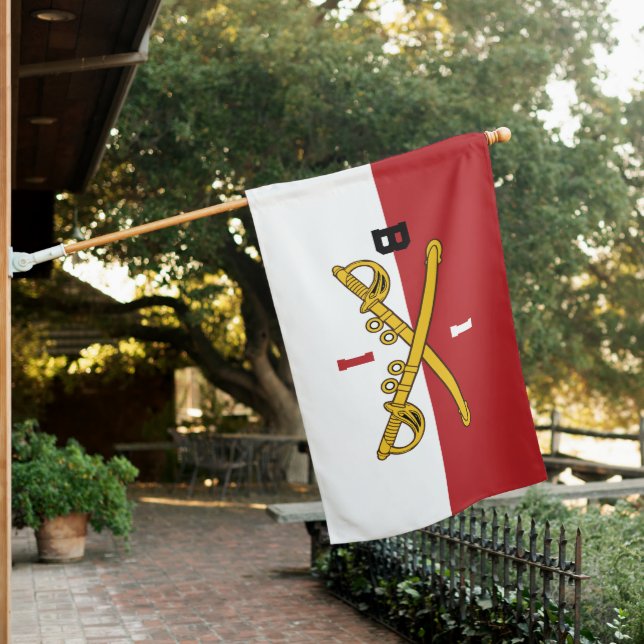 Customizable Cavalry Crossed Sabers Flag/Guidon House Flag (In SItu)