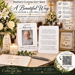 Customizable Celebration of Life Card with Photo