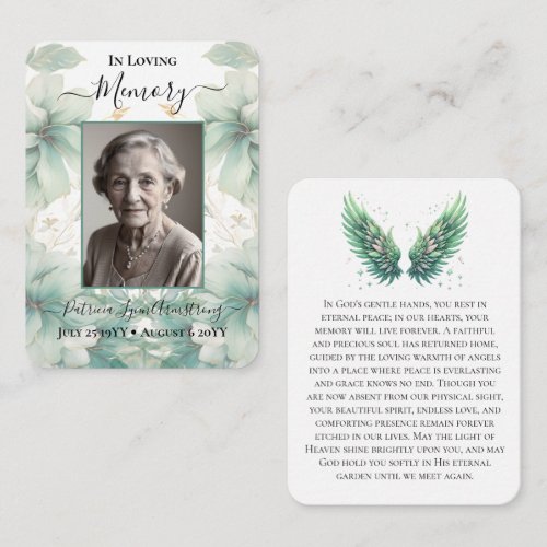 Customizable Celebration of Life Prayer Card