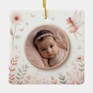 Customizable Ceramic Ornament with Fairy Frame