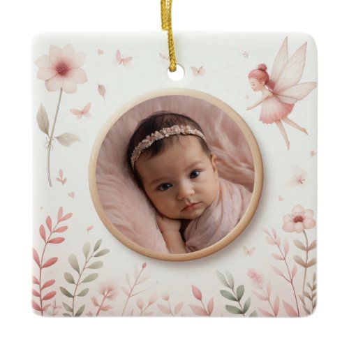 Customizable Ceramic Ornament with Fairy Frame