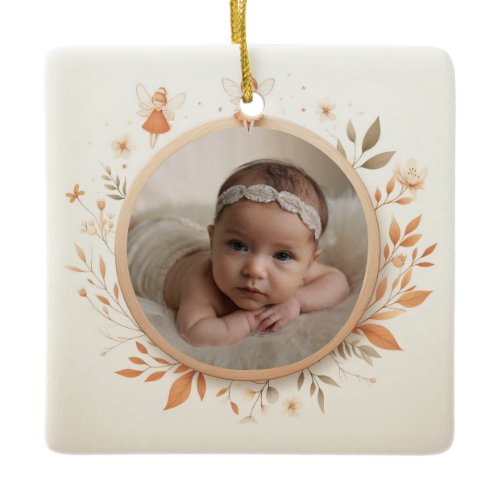 Customizable Ceramic Ornament with Fairy Frame