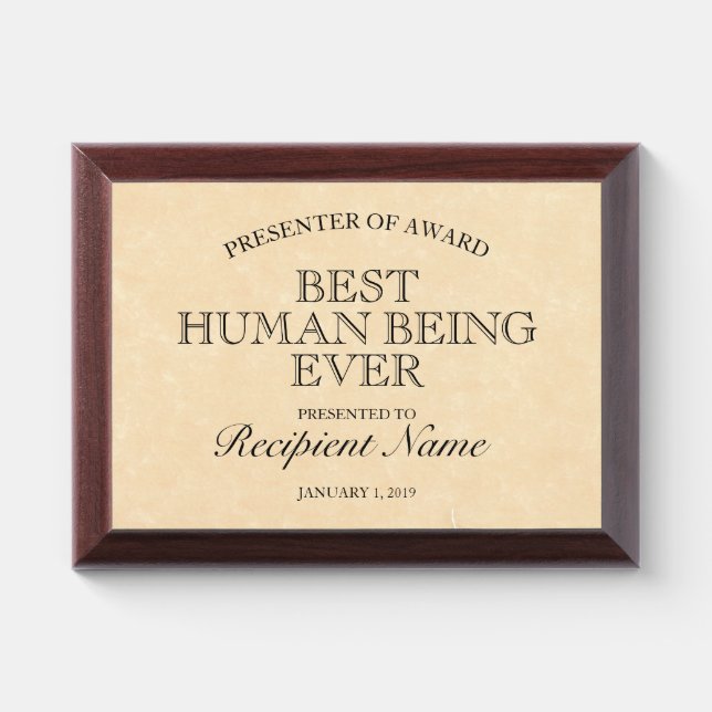 Customizable Certificate Award Plaque (Horizontal)