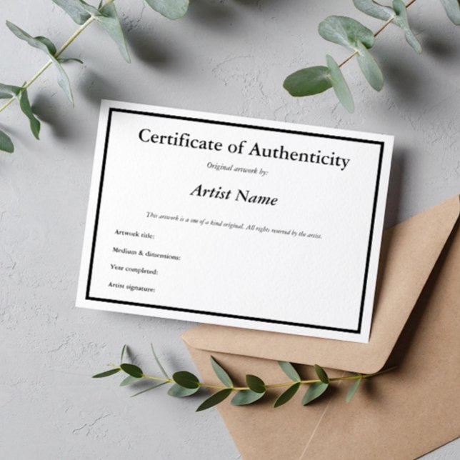 Customizable Certificate of Authenticity for Art Thank You Card (Creator Uploaded)