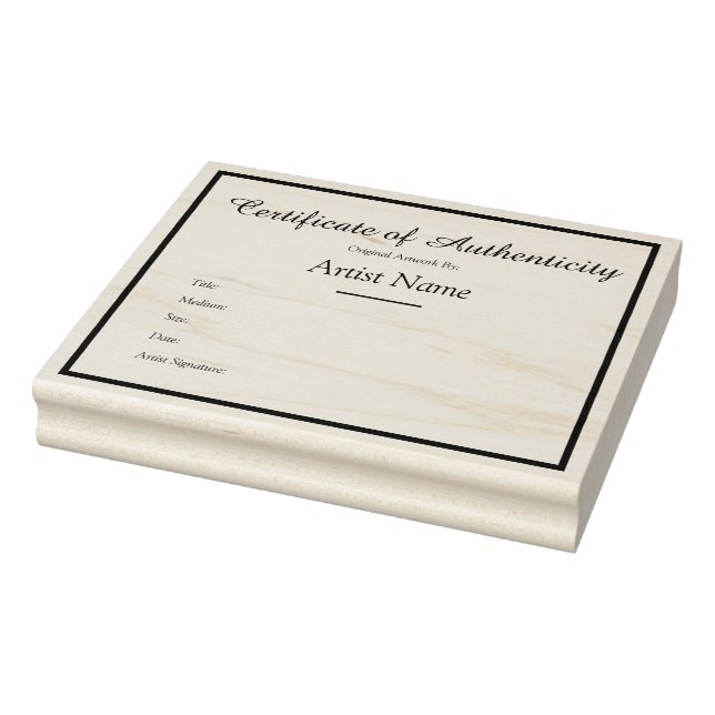 Customizable Certificate of Authenticity Template Rubber Stamp (Stamp)